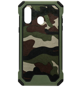 ADEL Kunststof Bumper Hardcase Hoesje voor Samsung Galaxy A40 - Camouflage Groen