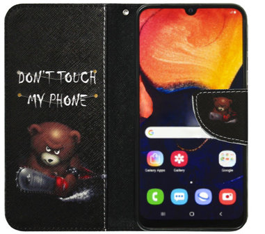 ADEL Kunstleren Book Case Pasjes Hoesje voor Samsung Galaxy A40 - Don&#039;t Touch My Phone Beren