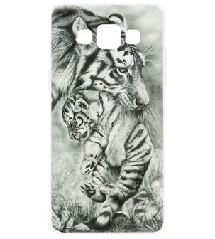 ADEL Siliconen Back Cover Softcase Hoesje voor Samsung Galaxy A5 (2015) - Tijger Familie