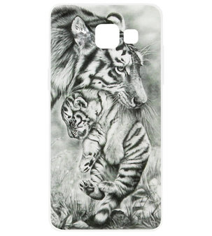 ADEL Siliconen Back Cover Softcase Hoesje voor Samsung Galaxy A5 (2017) - Tijger Familie