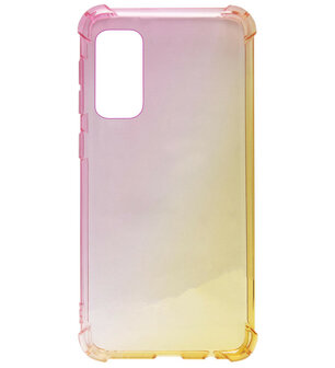 ADEL Siliconen Back Cover Softcase Hoesje voor Samsung Galaxy S20 - Kleurovergang Roze Geel
