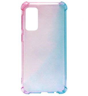 ADEL Siliconen Back Cover Softcase Hoesje voor Samsung Galaxy S20 - Kleurovergang Roze Blauw
