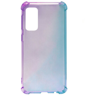 ADEL Siliconen Back Cover Softcase Hoesje voor Samsung Galaxy S20 - Kleurovergang Paars Blauw