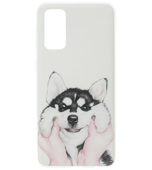 ADEL Siliconen Back Cover Softcase Hoesje voor Samsung Galaxy S20 Plus - Husky Hond