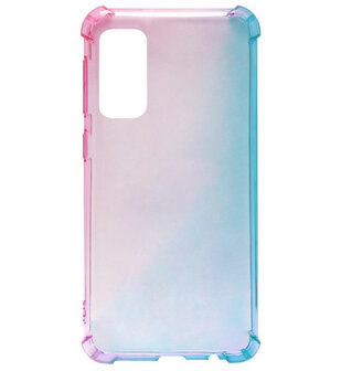 ADEL Siliconen Back Cover Softcase Hoesje voor Samsung Galaxy S20 Plus - Kleurovergang Roze Blauw