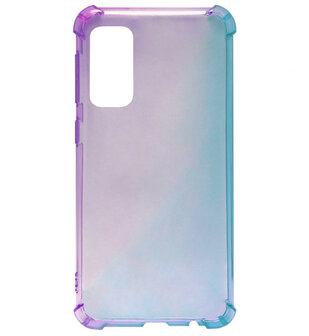 ADEL Siliconen Back Cover Softcase Hoesje voor Samsung Galaxy S20 Plus - Kleurovergang Paars Blauw