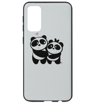ADEL Siliconen Back Cover Softcase Hoesje voor Samsung Galaxy S20 Ultra - Panda Familie