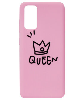 ADEL Siliconen Back Cover Softcase Hoesje voor Samsung Galaxy S20 - Queen Roze
