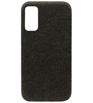 ADEL Kunststof Back Cover Hardcase Hoesje voor Samsung Galaxy S20 - Stoffen Design Zwart