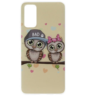 ADEL Siliconen Back Cover Softcase Hoesje voor Samsung Galaxy S20 - Uilen Familie