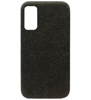 ADEL Kunststof Back Cover Hardcase Hoesje voor Samsung Galaxy S20 Plus - Stoffen Design Zwart
