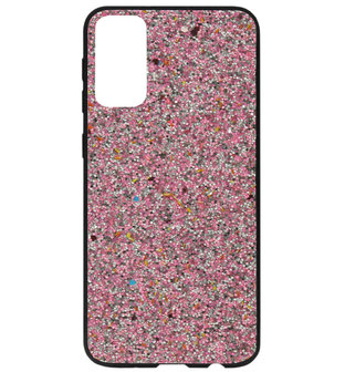 ADEL Kunststof Back Cover Hardcase Hoesje voor Samsung Galaxy S20 - Bling Bling Glitter Roze