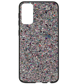 ADEL Kunststof Back Cover Hardcase Hoesje voor Samsung Galaxy S20 - Bling Bling Glitter Zilver