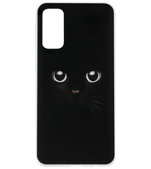 ADEL Siliconen Back Cover Softcase Hoesje voor Samsung Galaxy S20 - Katten Zwart