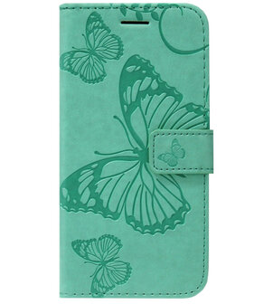 ADEL Kunstleren Book Case Portemonnee Pasjes Hoesje voor Samsung Galaxy S20 Plus - Vlinder Groen