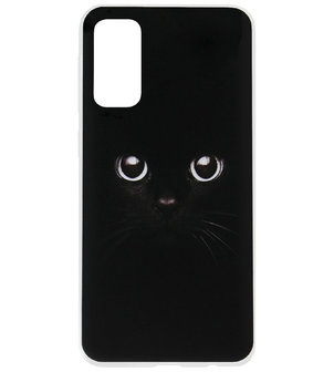 ADEL Siliconen Back Cover Softcase Hoesje voor Samsung Galaxy S20 Ultra - Katten Zwart