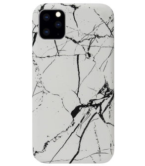 ADEL Kunststof Back Cover Hardcase Hoesje voor iPhone 11 - Marmer Wit