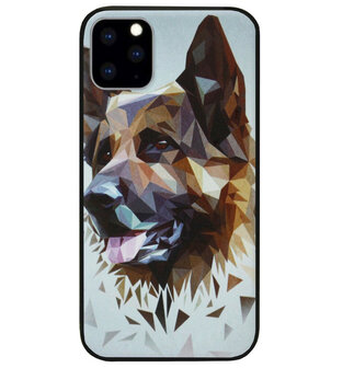 ADEL Siliconen Back Cover Softcase Hoesje voor iPhone 11 Pro - Duitse Herder Hond