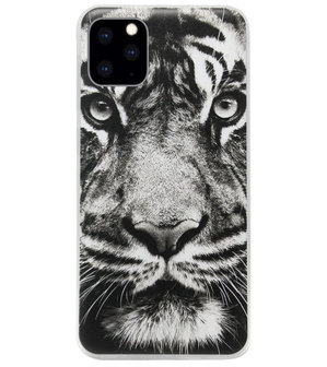 ADEL Siliconen Back Cover Softcase Hoesje voor iPhone 11 Pro - Tijger Zwart