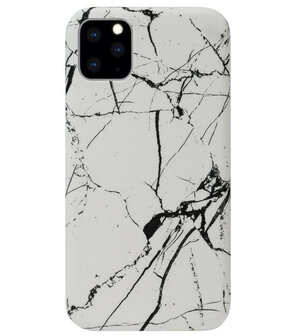 ADEL Kunststof Back Cover Hardcase Hoesje voor iPhone 11 Pro Max - Marmer Wit