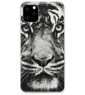 ADEL Siliconen Back Cover Softcase Hoesje voor iPhone 11 Pro Max - Tijger Zwart