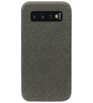ADEL Kunststof Back Cover Hardcase Hoesje voor Samsung Galaxy S10 - Stoffen Design Grijs