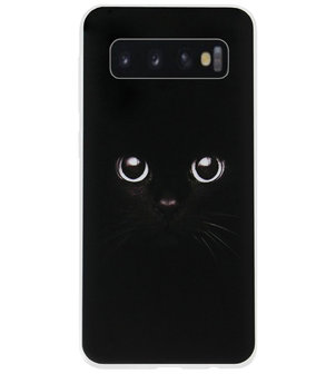 ADEL Siliconen Back Cover Softcase Hoesje voor Samsung Galaxy S10e - Katten Zwart