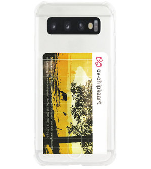 ADEL Siliconen Back Cover Softcase Hoesje voor Samsung Galaxy S10e - Pasjeshouder Doorzichtig