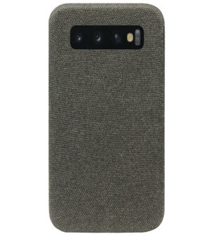 ADEL Kunststof Back Cover Hardcase Hoesje voor Samsung Galaxy S10e - Stoffen Design Grijs