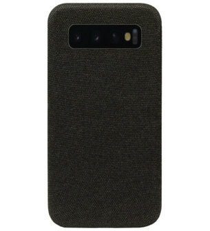 ADEL Kunststof Back Cover Hardcase Hoesje voor Samsung Galaxy S10e - Stoffen Design Zwart