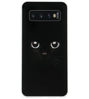 ADEL Siliconen Back Cover Softcase Hoesje voor Samsung Galaxy S10 Plus - Katten Zwart