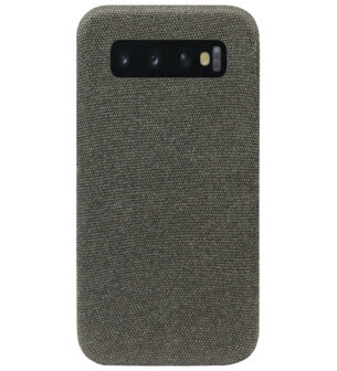 ADEL Kunststof Back Cover Hardcase Hoesje voor Samsung Galaxy S10 Plus - Stoffen Design Grijs