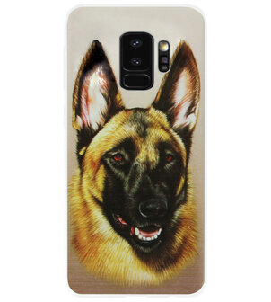 ADEL Siliconen Back Cover Softcase Hoesje voor Samsung Galaxy S9 - Duitse Herder Hond