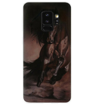 ADEL Siliconen Back Cover Softcase Hoesje voor Samsung Galaxy S9 Plus - Paarden Zwart