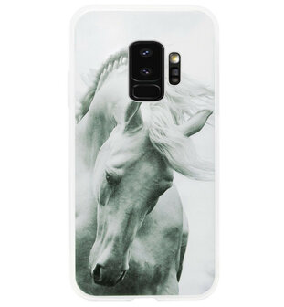 ADEL Siliconen Back Cover Softcase Hoesje voor Samsung Galaxy S9 Plus - Paard Wit