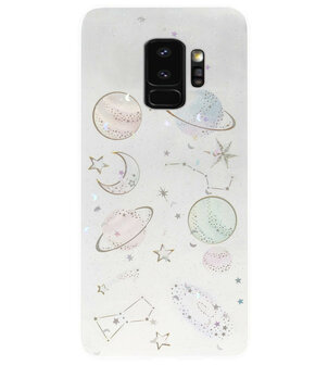 ADEL Siliconen Back Cover Softcase Hoesje voor Samsung Galaxy S9 Plus - Heelal Ruimte Bling Bling Glitter