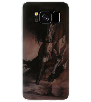 ADEL Siliconen Back Cover Softcase Hoesje voor Samsung Galaxy S8 Plus - Paarden Zwart