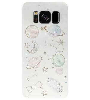 ADEL Siliconen Back Cover Softcase Hoesje voor Samsung Galaxy S8 Plus - Heelal Ruimte Bling Bling Glitter