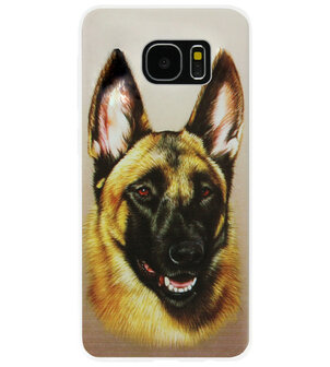 ADEL Siliconen Back Cover Softcase Hoesje voor Samsung Galaxy S7 Edge - Duitse Herder Hond