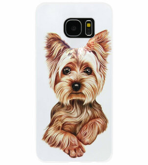 ADEL Siliconen Back Cover Softcase Hoesje voor Samsung Galaxy S7 Edge - Yorkshire Terrier Hond
