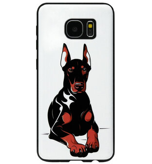 ADEL Siliconen Back Cover Softcase Hoesje voor Samsung Galaxy S7 Edge - Dobermann Pinscher Hond