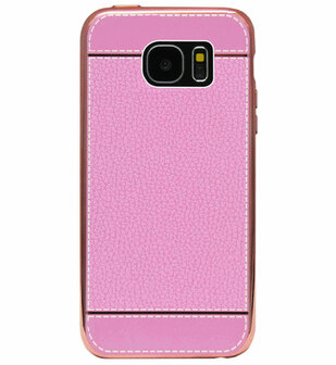 ADEL Kunstleren Back Cover  Hoesje voor Samsung Galaxy S7 Edge - Roze