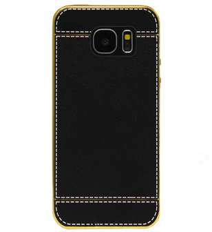 ADEL Kunstleren Back Cover  Hoesje voor Samsung Galaxy S7 Edge - Zwart