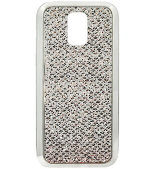 ADEL Siliconen Back Cover Softcase Hoesje voor Samsung Galaxy S5 (Plus)/ S5 Neo - Bling Bling Glitter Zilver
