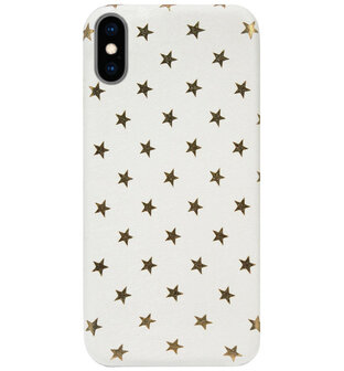 ADEL Siliconen Back Cover Softcase Hoesje voor iPhone XS/ X - Sterren Wit Bling Bling Glitter