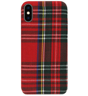 ADEL Siliconen Back Cover Softcase Hoesje voor iPhone XS/ X - Stoffen Design Traditioneel Rood