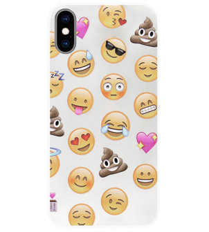 ADEL Siliconen Back Cover Softcase Hoesje voor iPhone XS Max - Smileys Emoticons