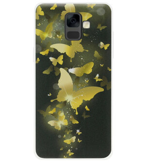 ADEL Siliconen Back Cover Softcase Hoesje voor Samsung Galaxy A6 (2018) - Vlinder Goud