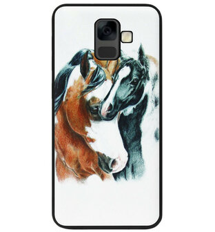 ADEL Siliconen Back Cover Softcase Hoesje voor Samsung Galaxy A6 Plus (2018) - Paarden Familie