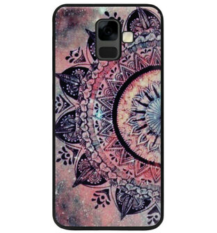 ADEL Siliconen Back Cover Softcase Hoesje voor Samsung Galaxy A6 Plus (2018) - Mandala Bloemen Rood